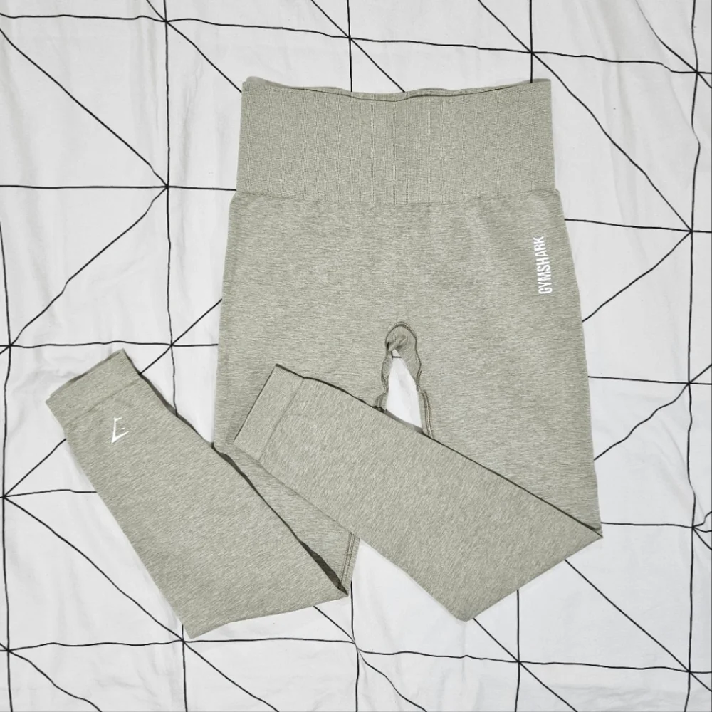 GYMSHARK Adapt Marl Seamless Leggings Moss Grey Beige Size Small - Picture 3 of 11